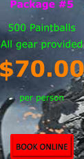 Package #5 500 Paintballs All gear provided $70.00 per person